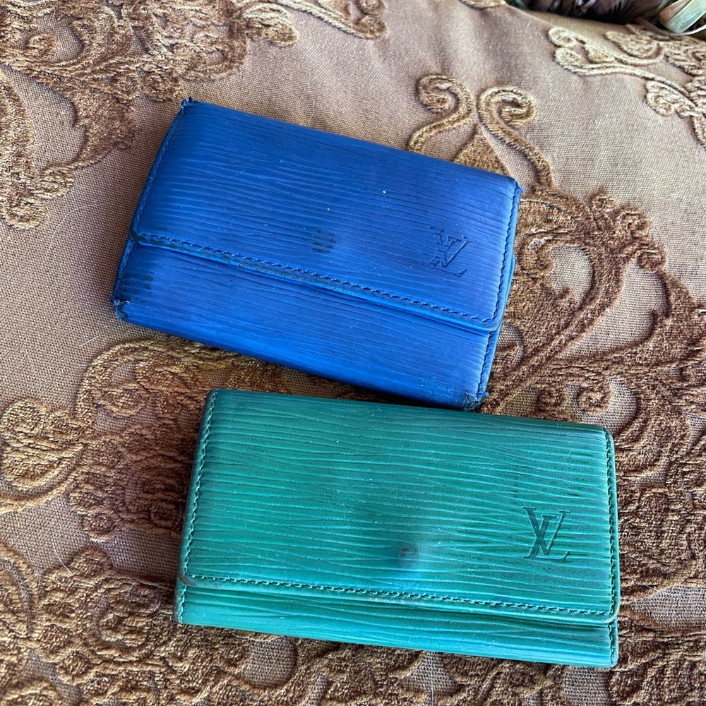 Louis Vuitton Blue and, Green epi Leather Compact Wallets